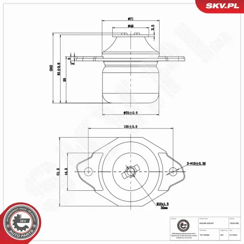 Lagerung, Motor hinten links ESEN SKV 75SKV380 Bild Lagerung, Motor hinten links ESEN SKV 75SKV380