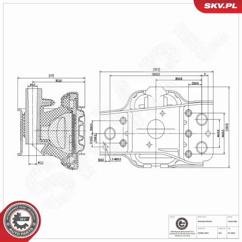 Lagerung, Motor vorne rechts ESEN SKV 75SKV388 Bild Lagerung, Motor vorne rechts ESEN SKV 75SKV388
