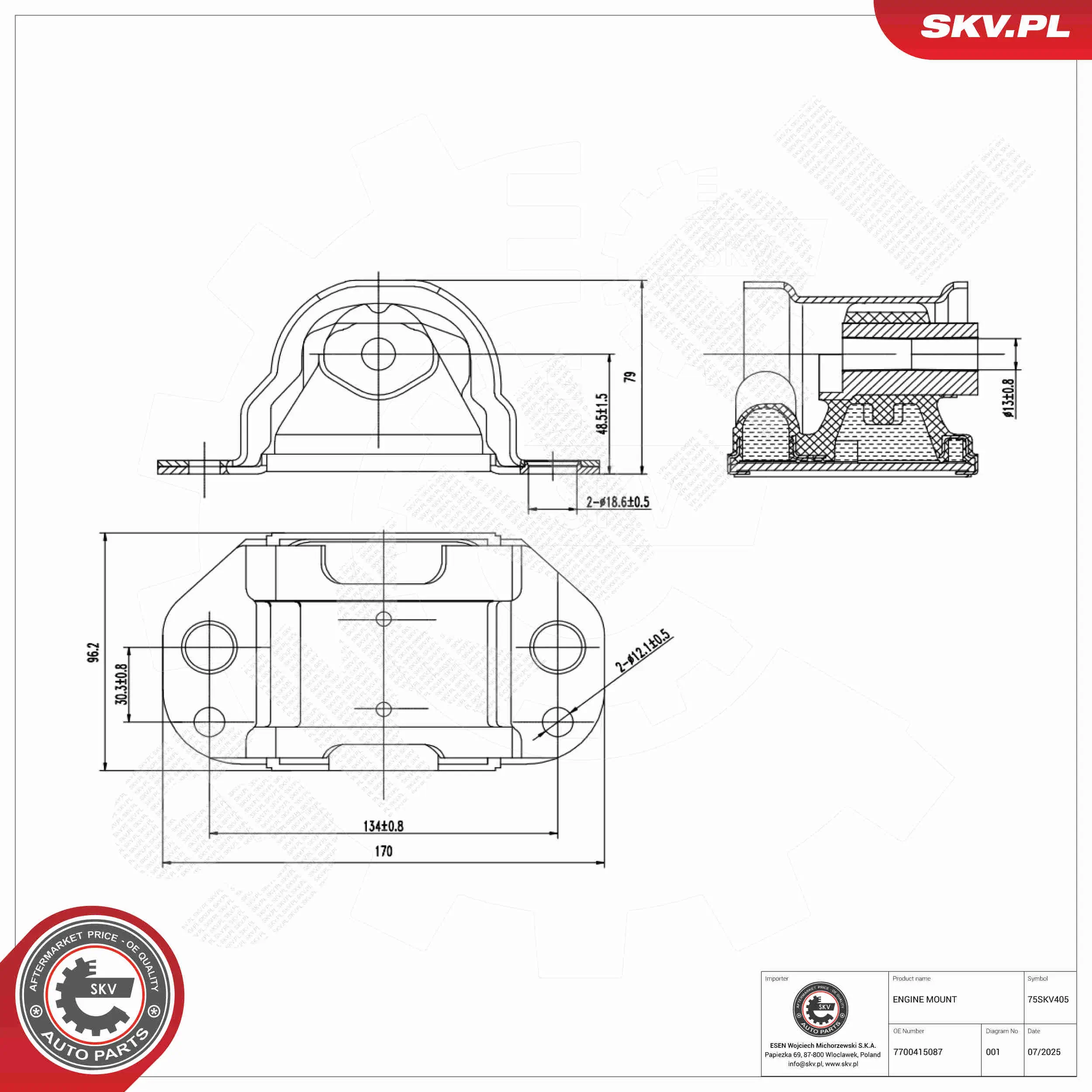 Lagerung, Motor motorseitig ESEN SKV 75SKV405