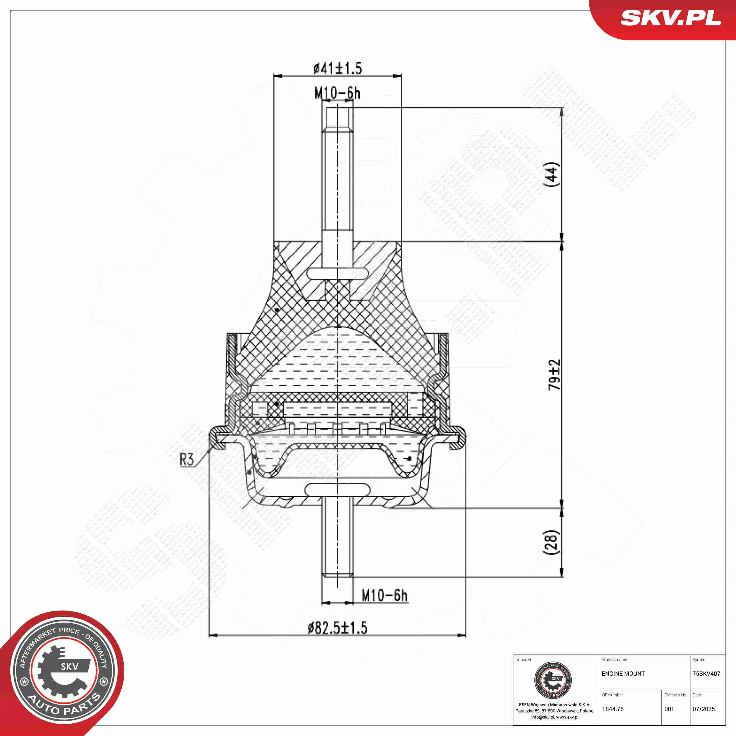 Lagerung, Motor vorne ESEN SKV 75SKV407