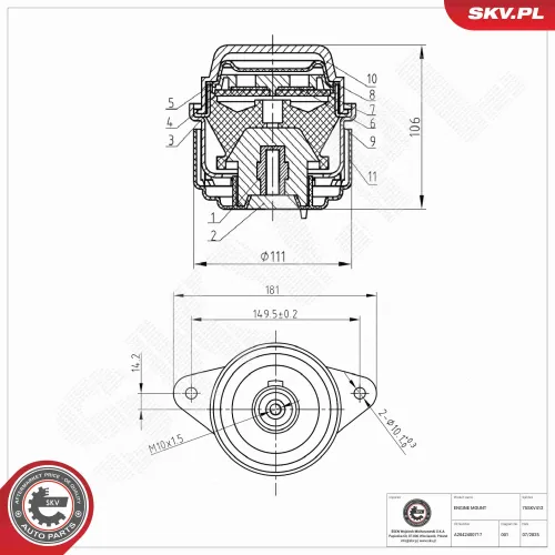 Lagerung, Motor rechts ESEN SKV 75SKV412 Bild Lagerung, Motor rechts ESEN SKV 75SKV412