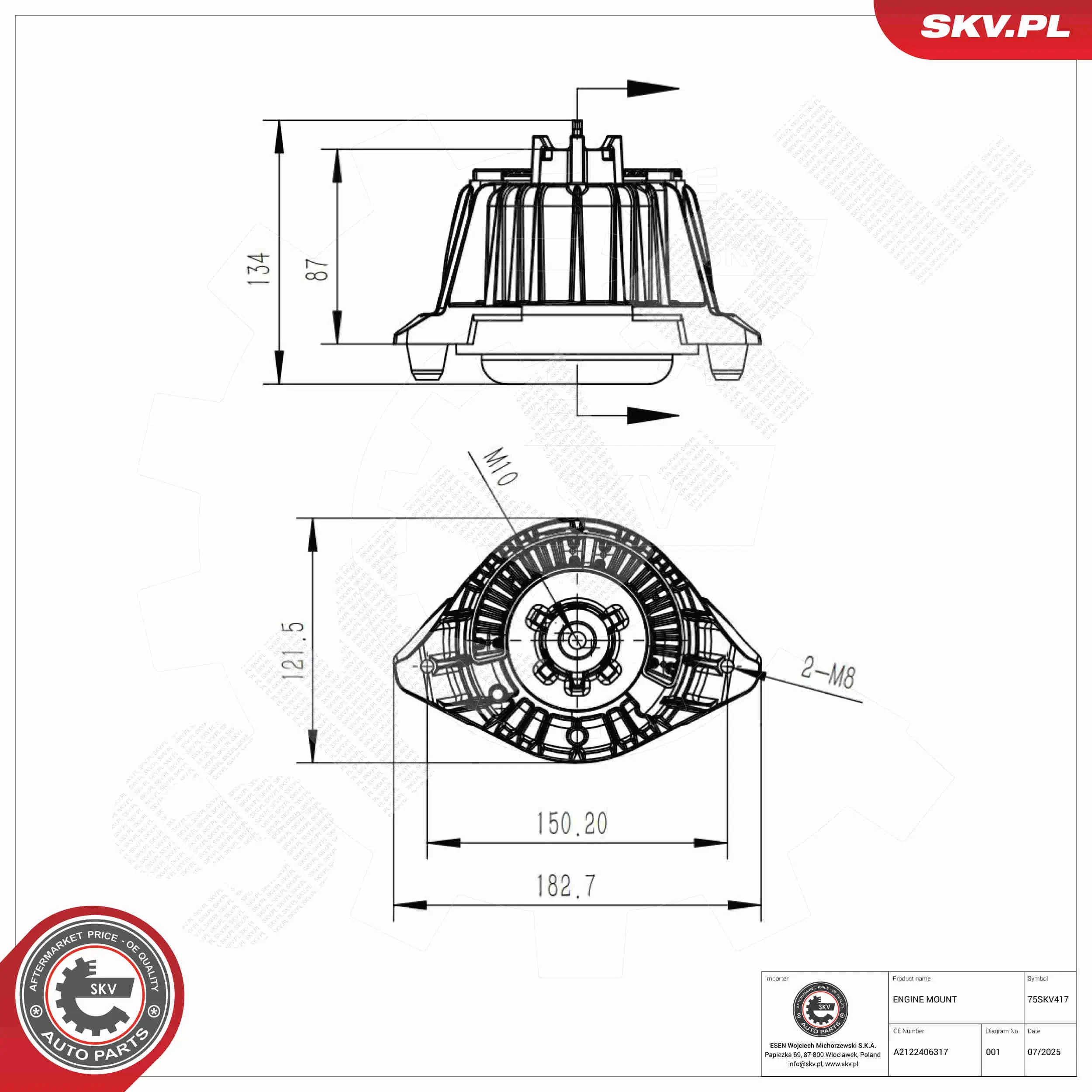 Lagerung, Motor vorne links ESEN SKV 75SKV417