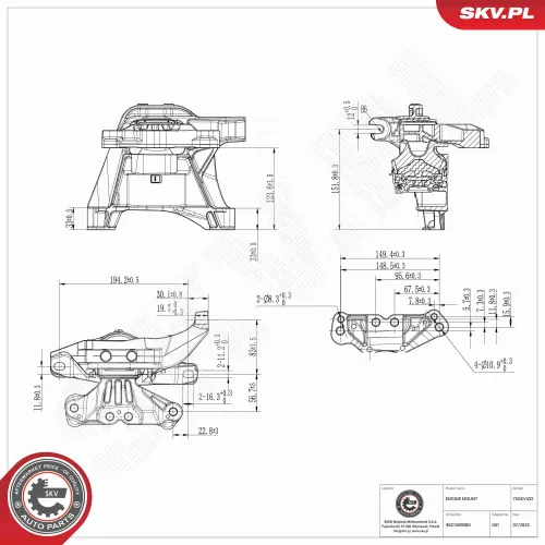 Lagerung, Motor rechts ESEN SKV 75SKV422 Bild Lagerung, Motor rechts ESEN SKV 75SKV422
