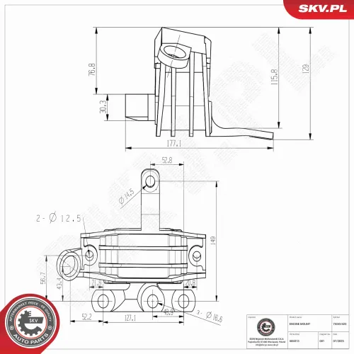 Lagerung, Motor rechts oben ESEN SKV 75SKV423 Bild Lagerung, Motor rechts oben ESEN SKV 75SKV423