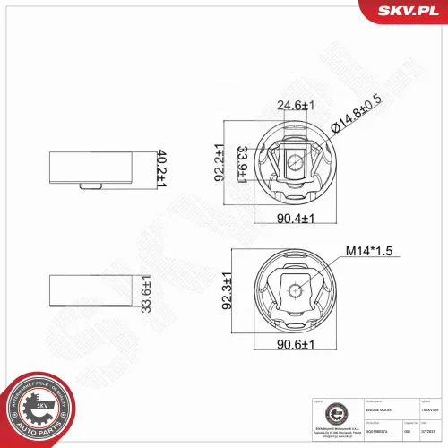 Lagerung, Motor hinten ESEN SKV 75SKV425 Bild Lagerung, Motor hinten ESEN SKV 75SKV425