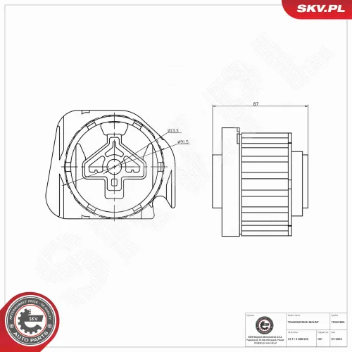 Lagerung, Automatikgetriebe vorne ESEN SKV 75SKV806 Bild Lagerung, Automatikgetriebe vorne ESEN SKV 75SKV806