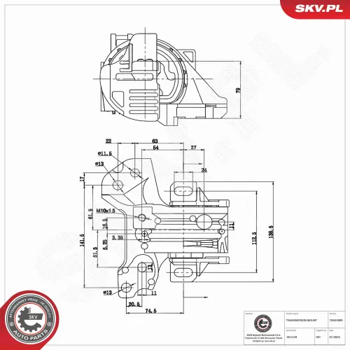 Lagerung, Automatikgetriebe vorne ESEN SKV 75SKV809 Bild Lagerung, Automatikgetriebe vorne ESEN SKV 75SKV809