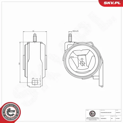 Lagerung, Automatikgetriebe vorne ESEN SKV 75SKV811 Bild Lagerung, Automatikgetriebe vorne ESEN SKV 75SKV811