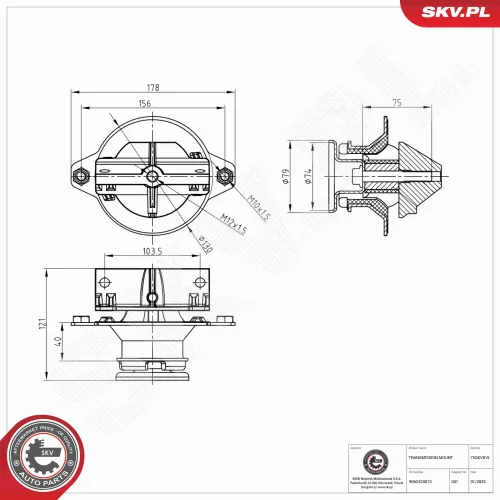 Lagerung, Automatikgetriebe vorne ESEN SKV 75SKV815 Bild Lagerung, Automatikgetriebe vorne ESEN SKV 75SKV815