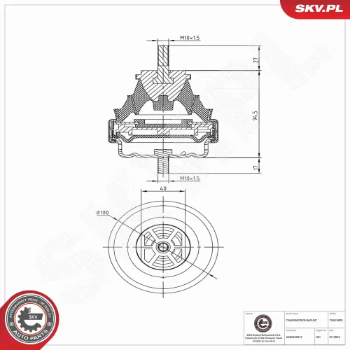 Lagerung, Schaltgetriebe vorne ESEN SKV 75SKV820 Bild Lagerung, Schaltgetriebe vorne ESEN SKV 75SKV820