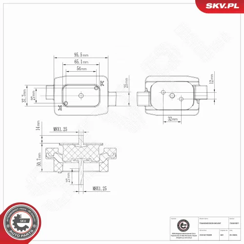 Lagerung, Schaltgetriebe hinten ESEN SKV 75SKV827 Bild Lagerung, Schaltgetriebe hinten ESEN SKV 75SKV827