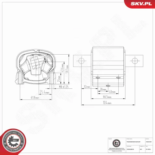 Lagerung, Automatikgetriebe hinten ESEN SKV 75SKV831 Bild Lagerung, Automatikgetriebe hinten ESEN SKV 75SKV831