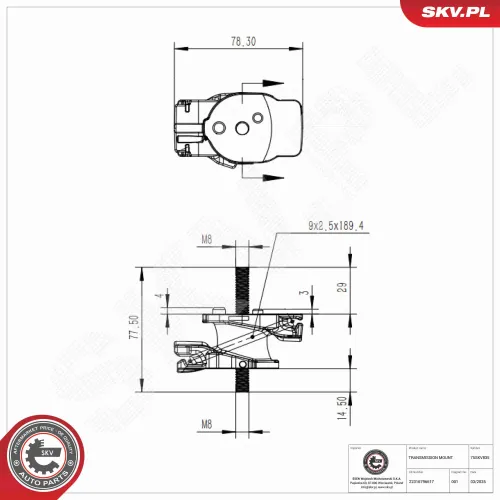 Lagerung, Schaltgetriebe hinten ESEN SKV 75SKV835 Bild Lagerung, Schaltgetriebe hinten ESEN SKV 75SKV835
