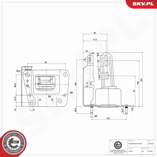 Lagerung, Automatikgetriebe links ESEN SKV 75SKV837 Bild Lagerung, Automatikgetriebe links ESEN SKV 75SKV837