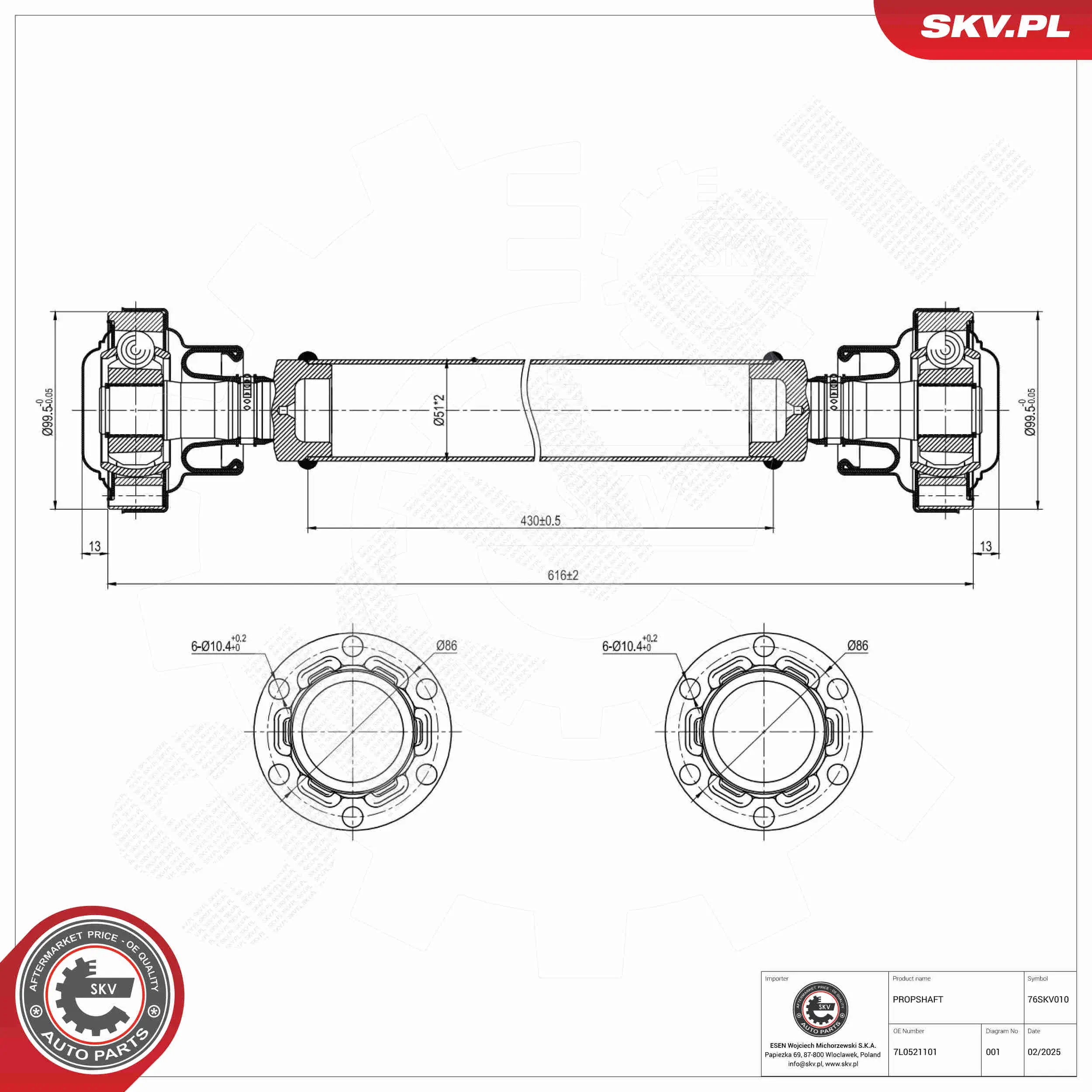 Antriebswelle Vorderachse ESEN SKV 76SKV010