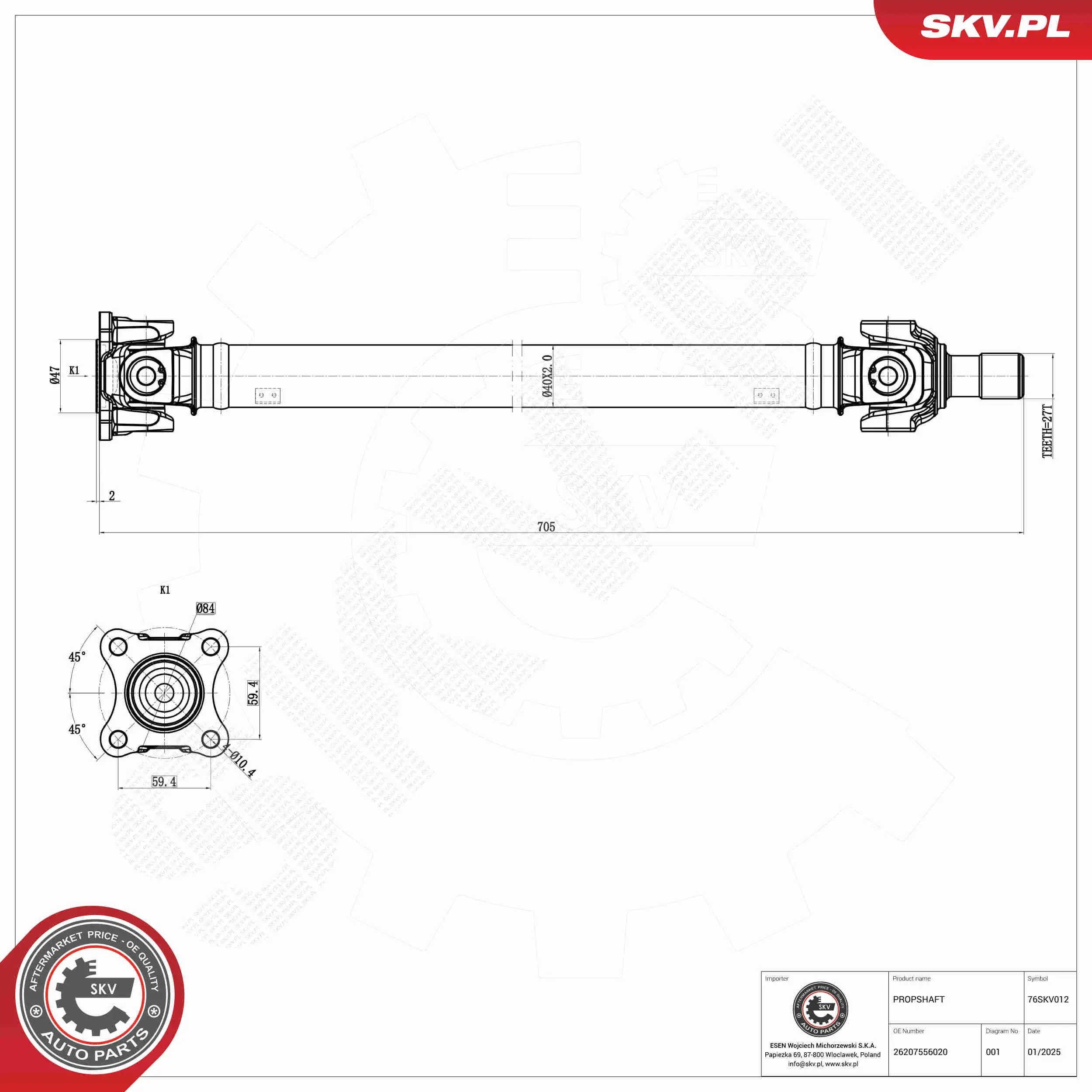 Antriebswelle Vorderachse ESEN SKV 76SKV012