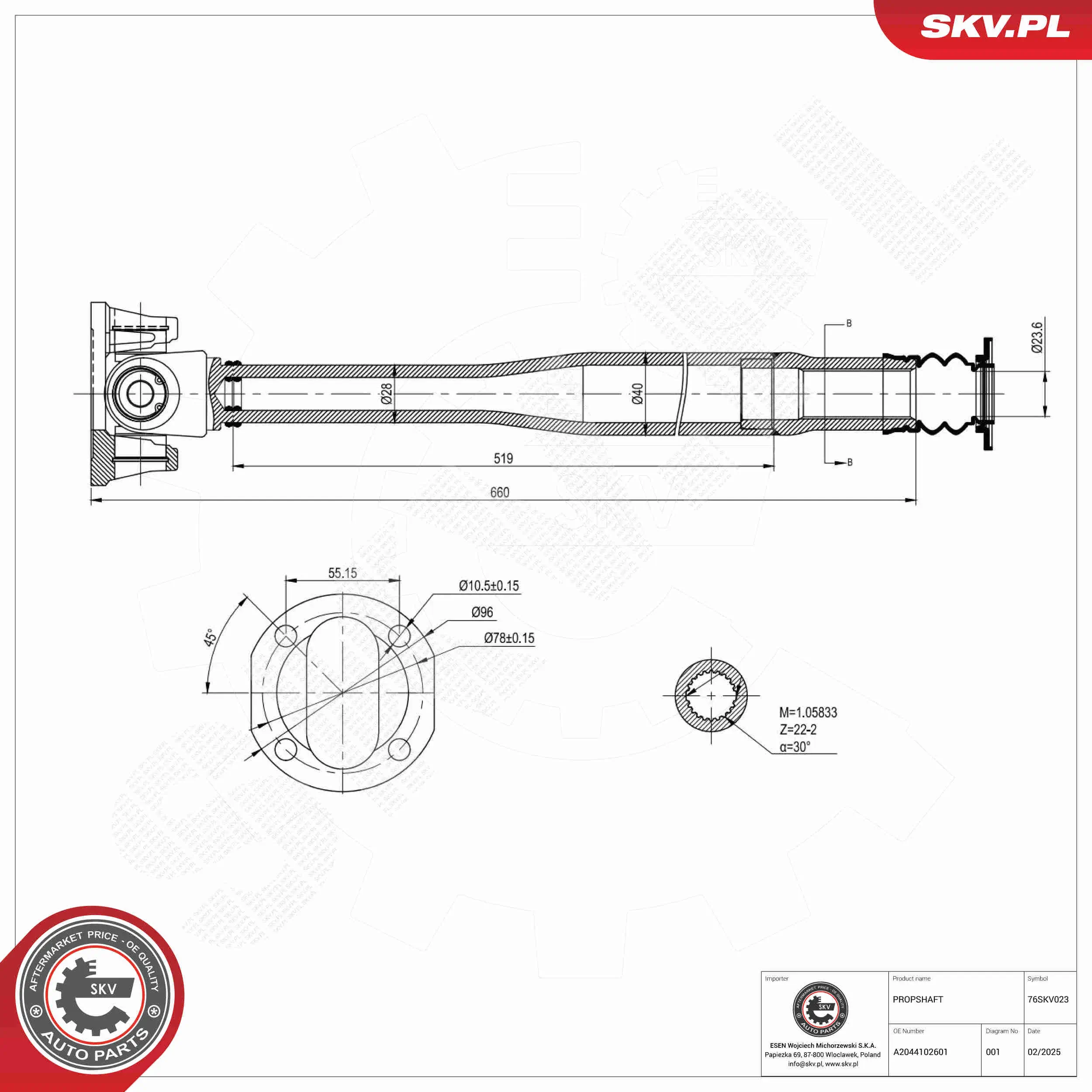Antriebswelle Vorderachse ESEN SKV 76SKV023