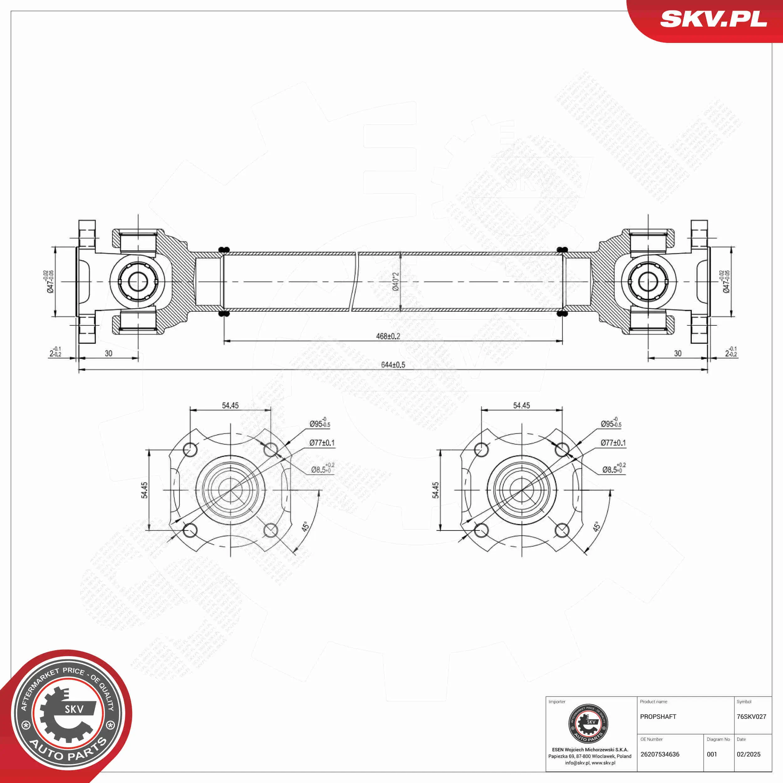 Antriebswelle Vorderachse ESEN SKV 76SKV027