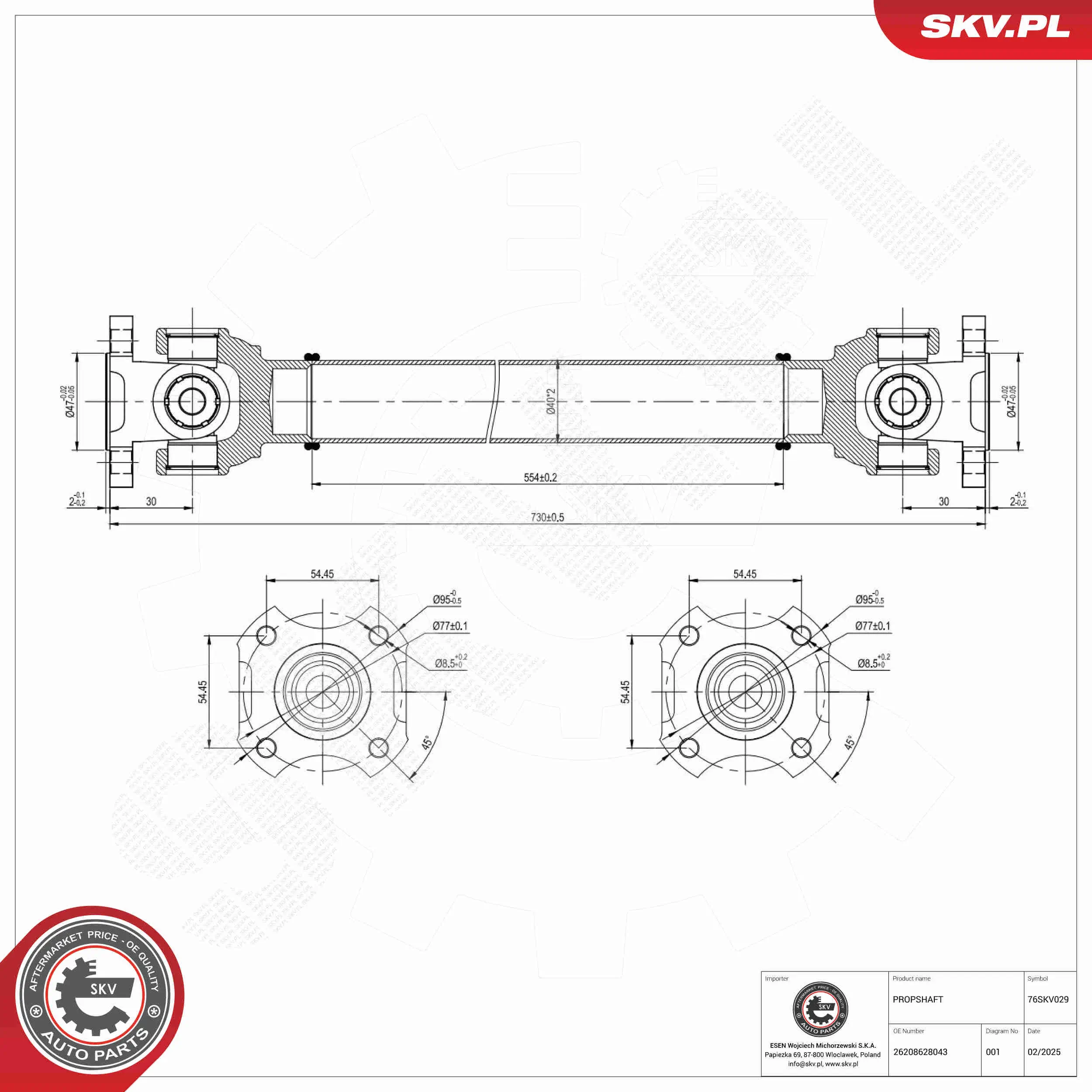 Antriebswelle Vorderachse ESEN SKV 76SKV029