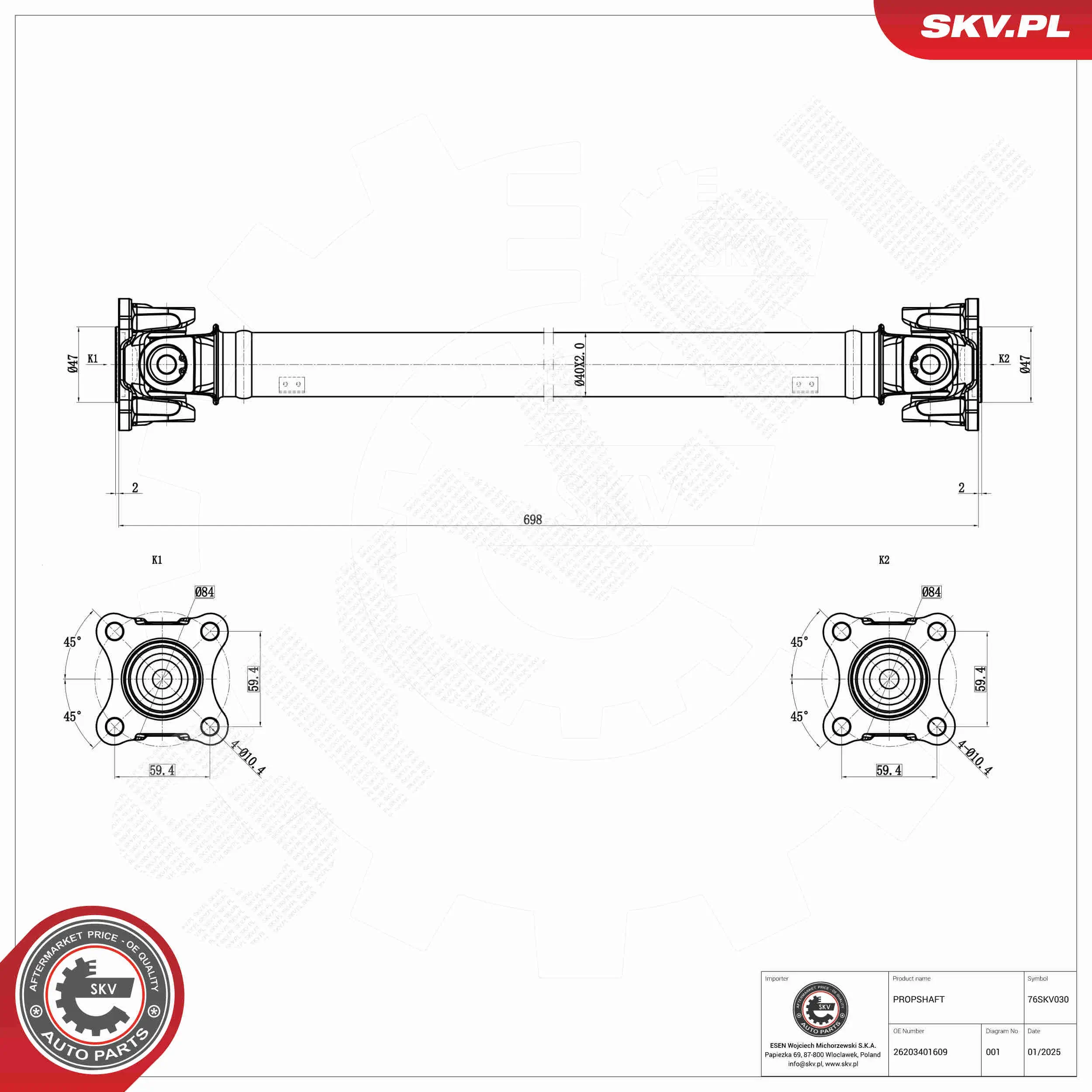 Antriebswelle Vorderachse ESEN SKV 76SKV030