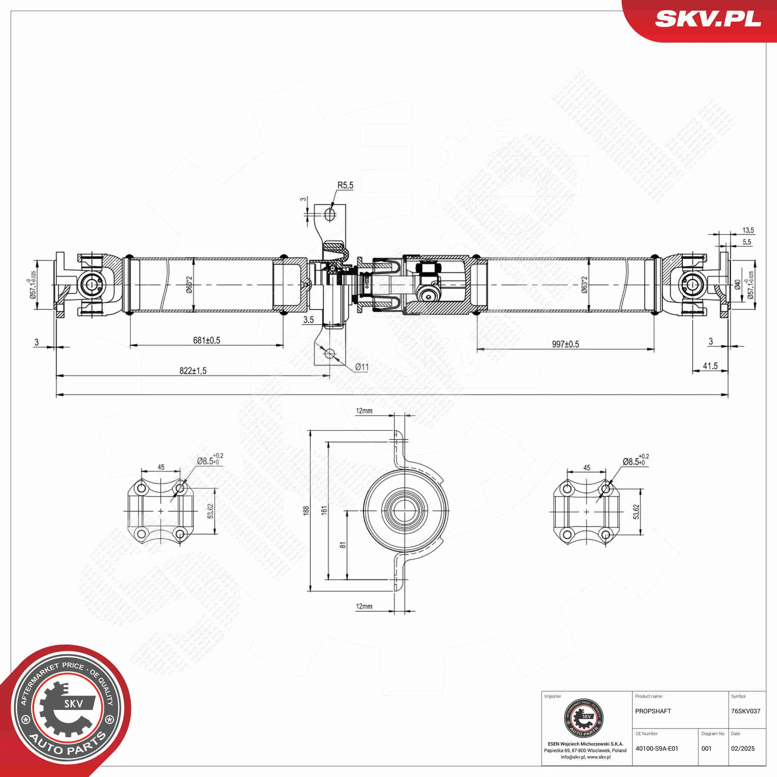 Antriebswelle Hinterachse ESEN SKV 76SKV037