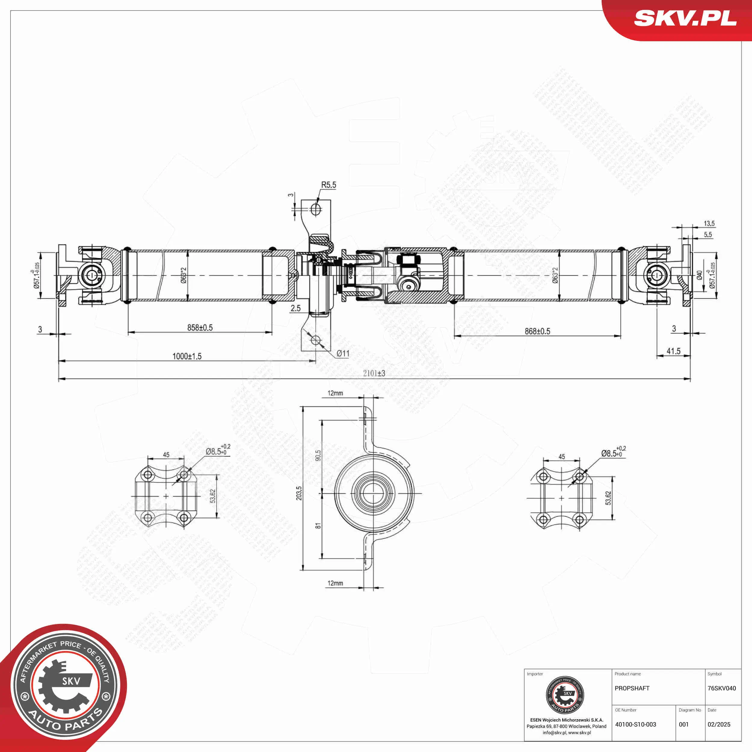 Antriebswelle Hinterachse ESEN SKV 76SKV040