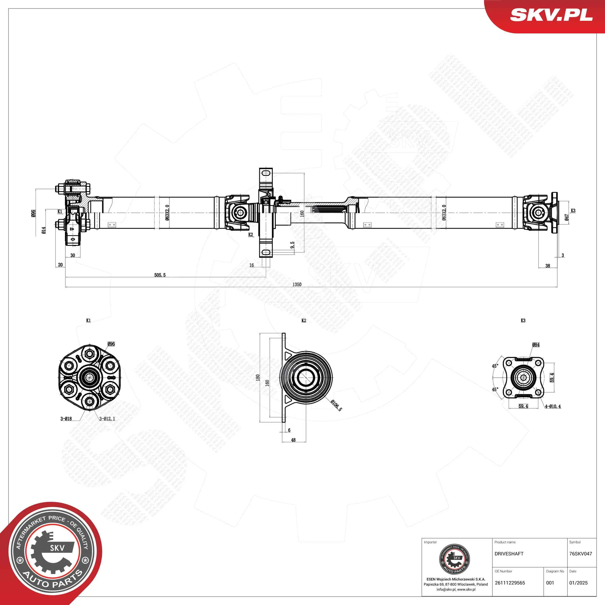 Antriebswelle Hinterachse ESEN SKV 76SKV047
