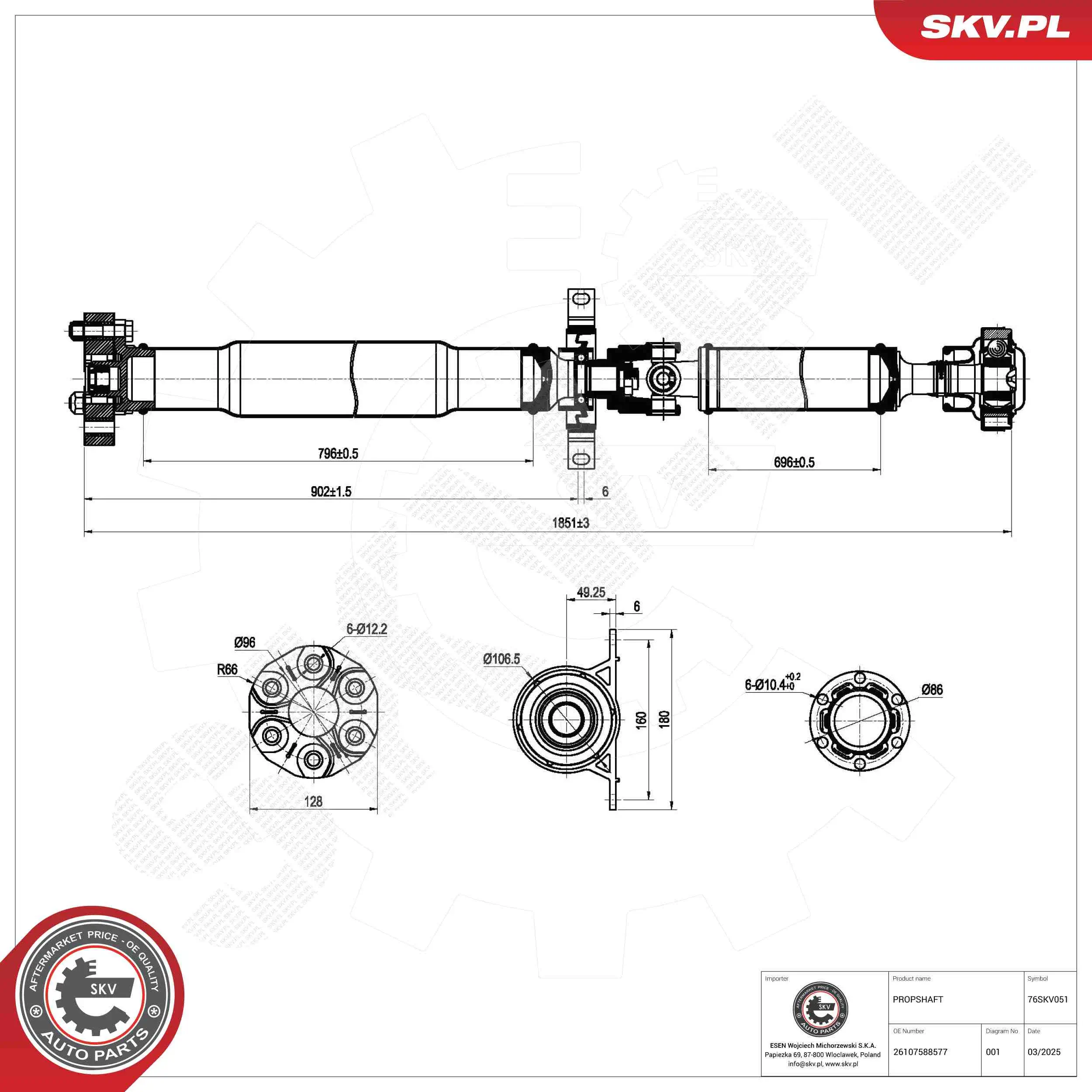 Antriebswelle Hinterachse ESEN SKV 76SKV051