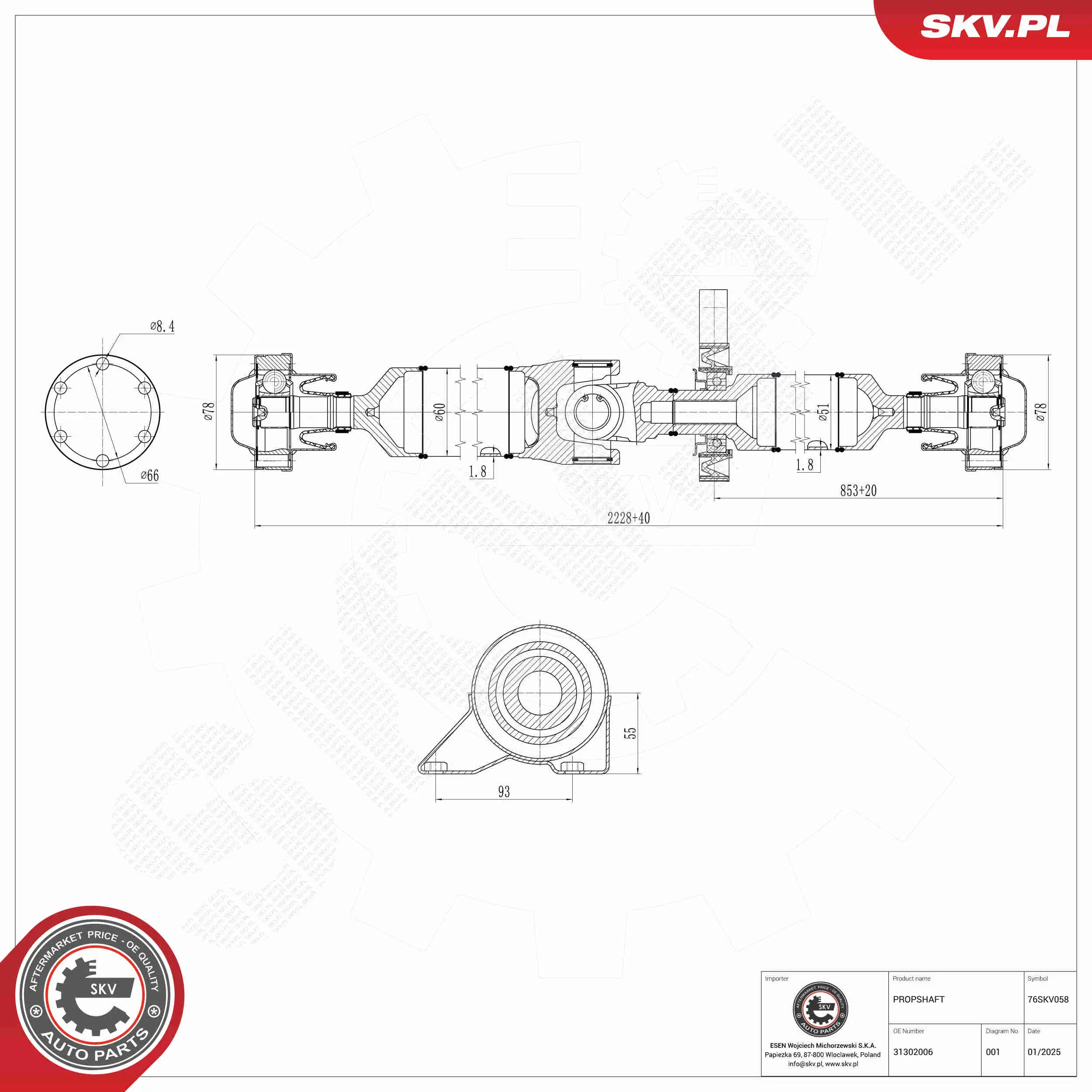 Antriebswelle Hinterachse ESEN SKV 76SKV058