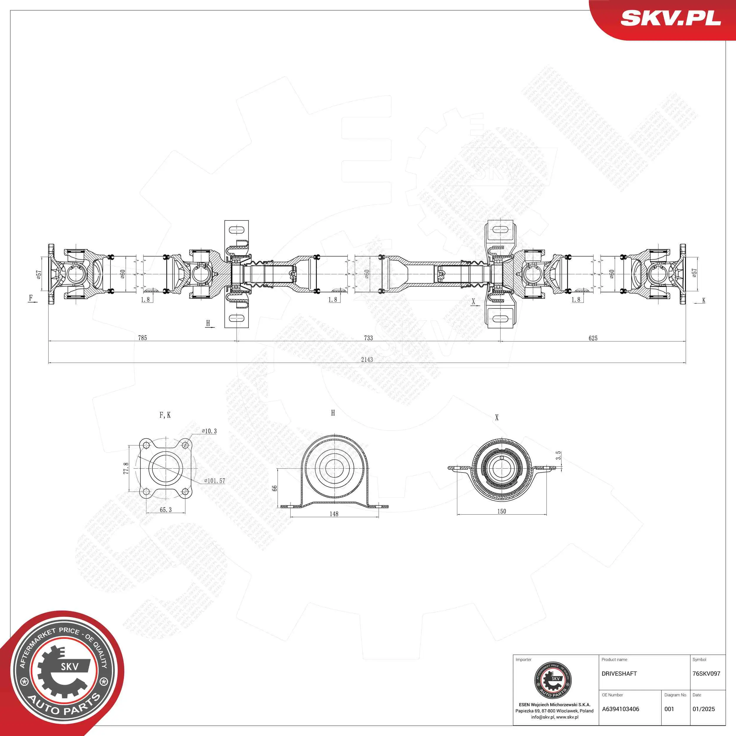 Antriebswelle Hinterachse ESEN SKV 76SKV097