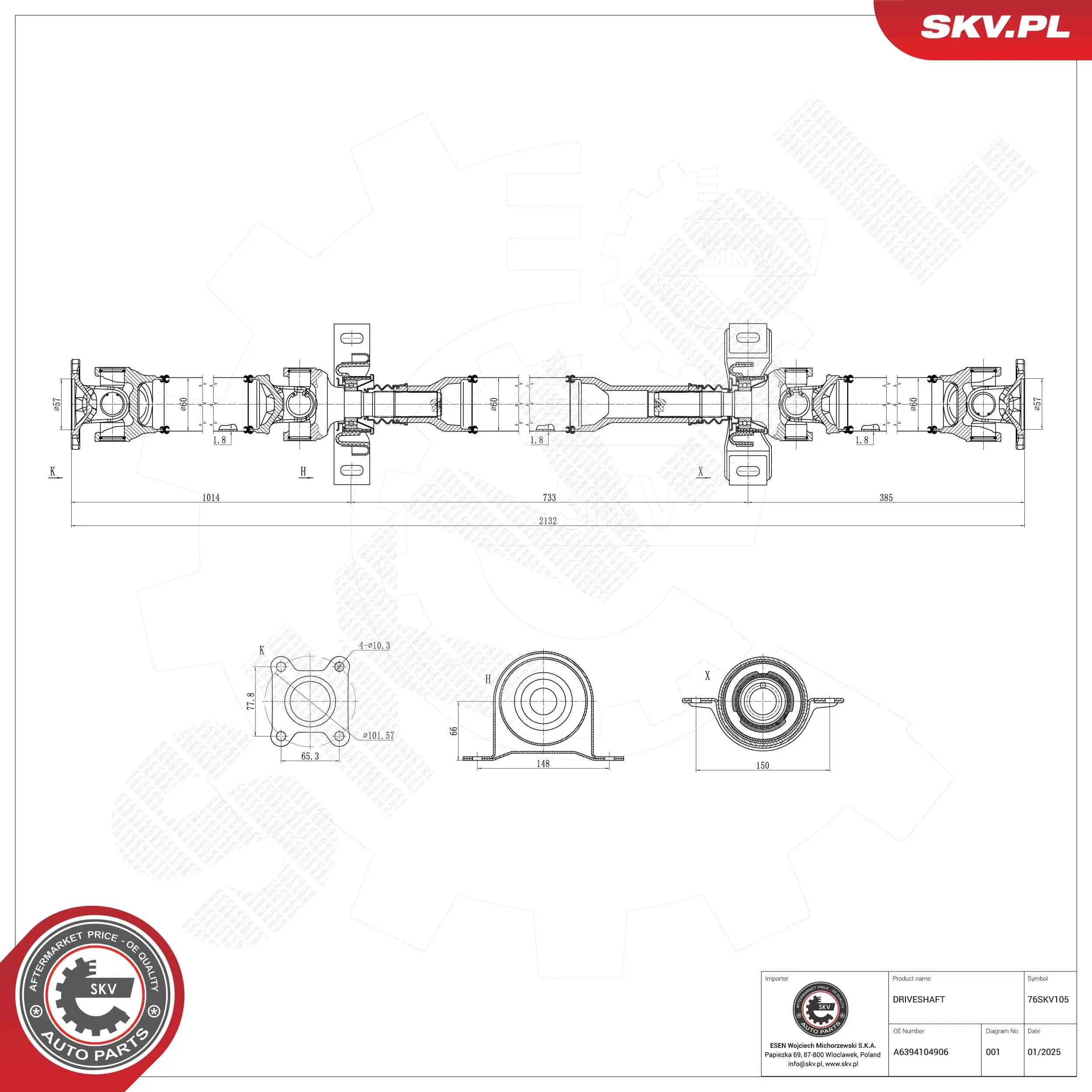 Antriebswelle Hinterachse ESEN SKV 76SKV105
