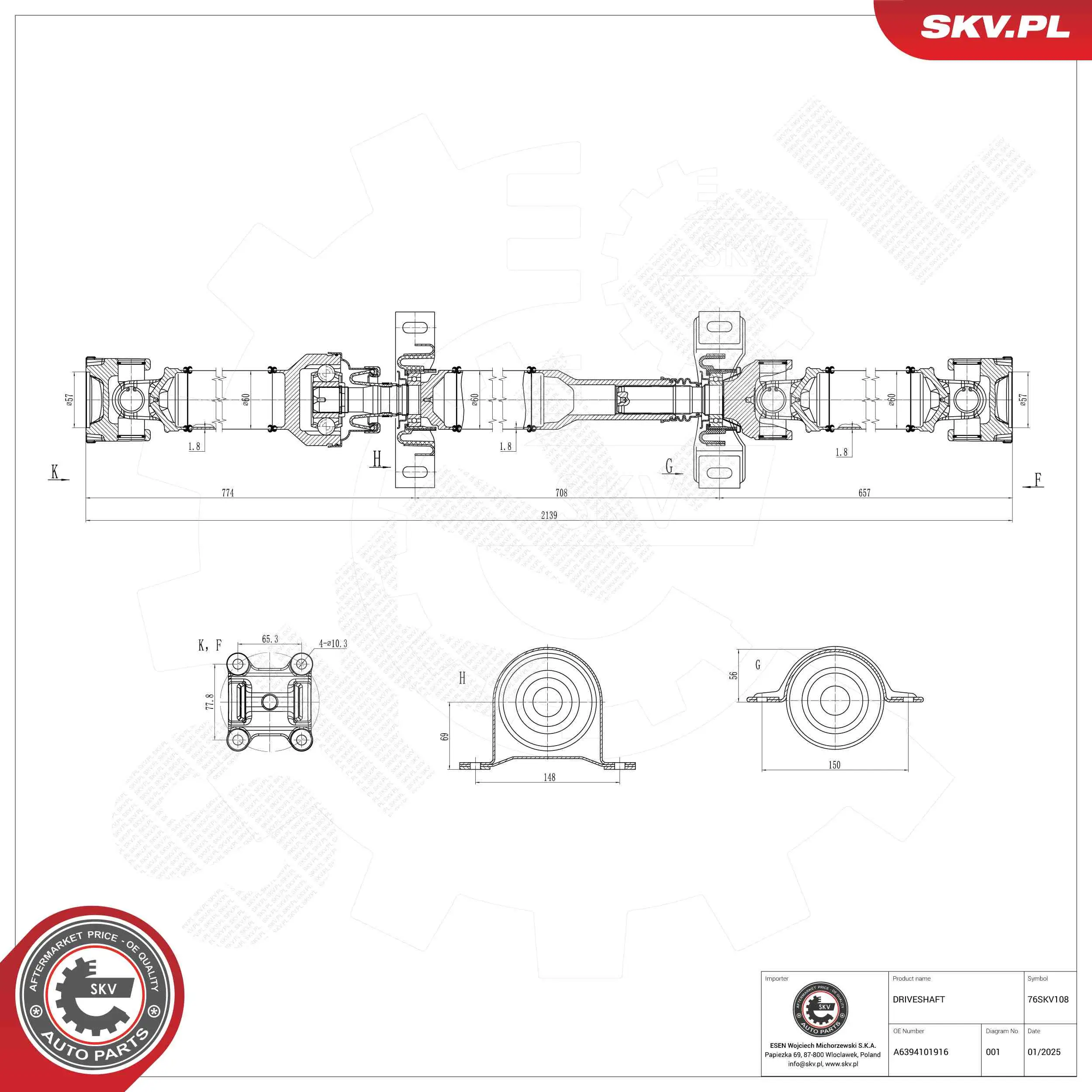 Antriebswelle Vorderachse ESEN SKV 76SKV108