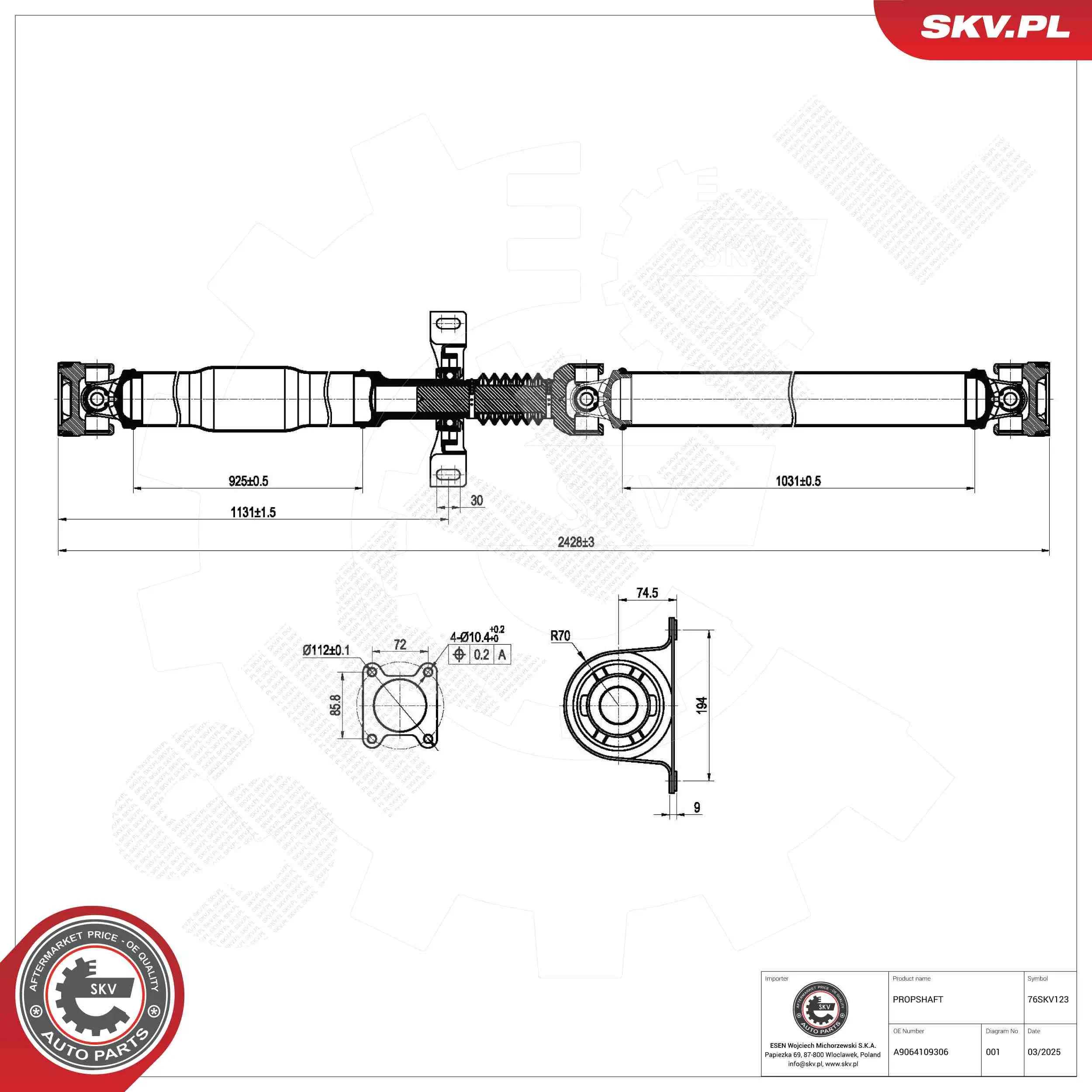 Antriebswelle Hinterachse ESEN SKV 76SKV123