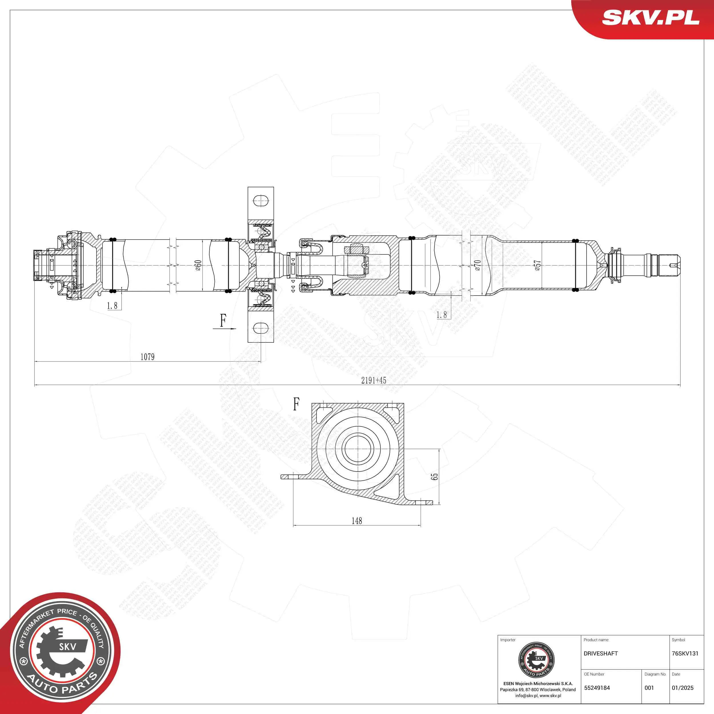 Antriebswelle Vorderachse ESEN SKV 76SKV131