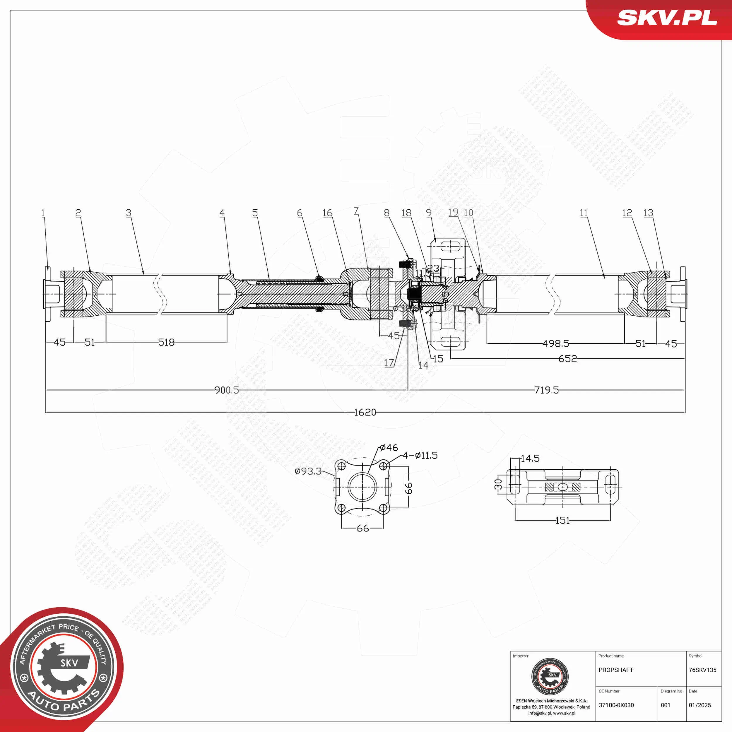 Antriebswelle Hinterachse ESEN SKV 76SKV135