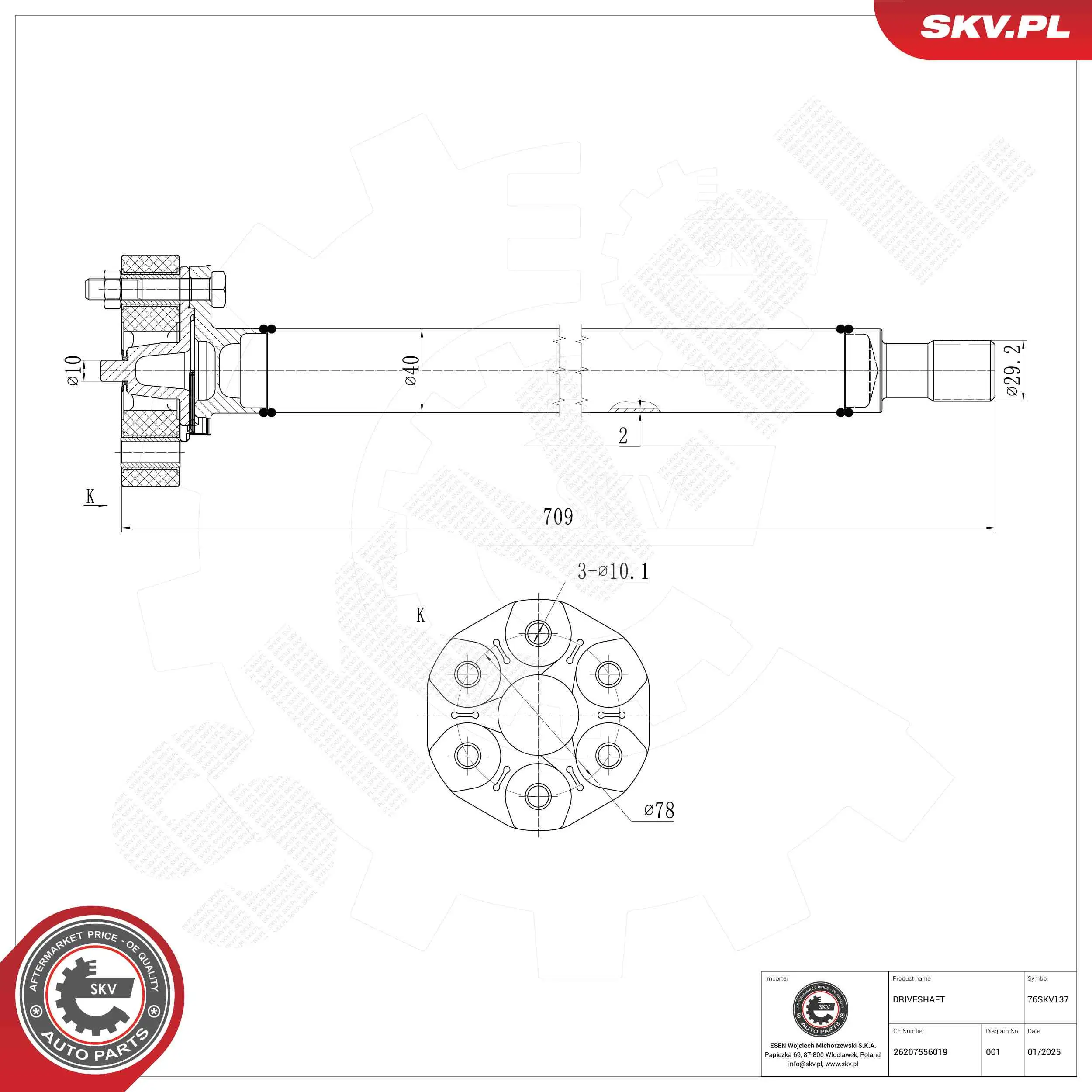 Antriebswelle Vorderachse ESEN SKV 76SKV137