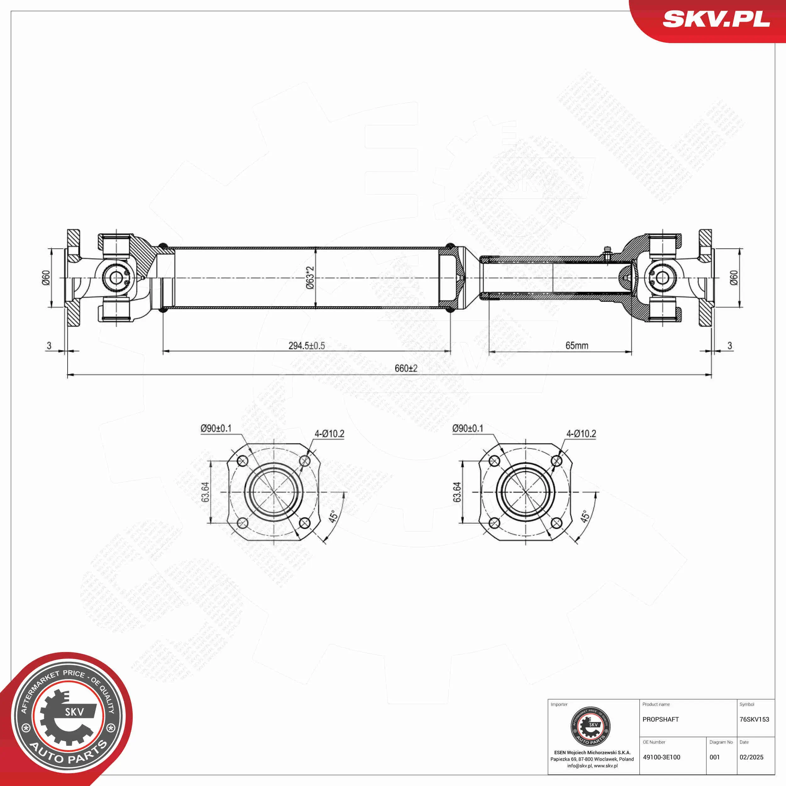 Antriebswelle Vorderachse ESEN SKV 76SKV153