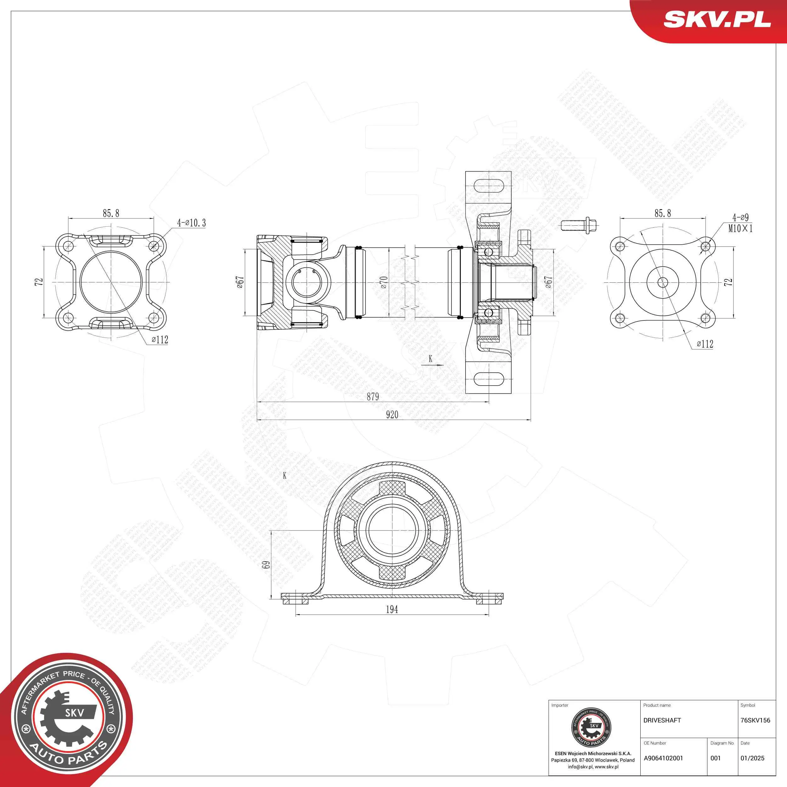 Antriebswelle Vorderachse ESEN SKV 76SKV156