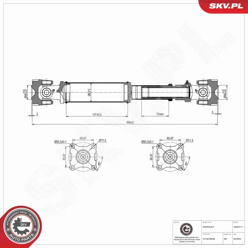 Antriebswelle Hinterachse ESEN SKV 76SKV171 Bild Antriebswelle Hinterachse ESEN SKV 76SKV171