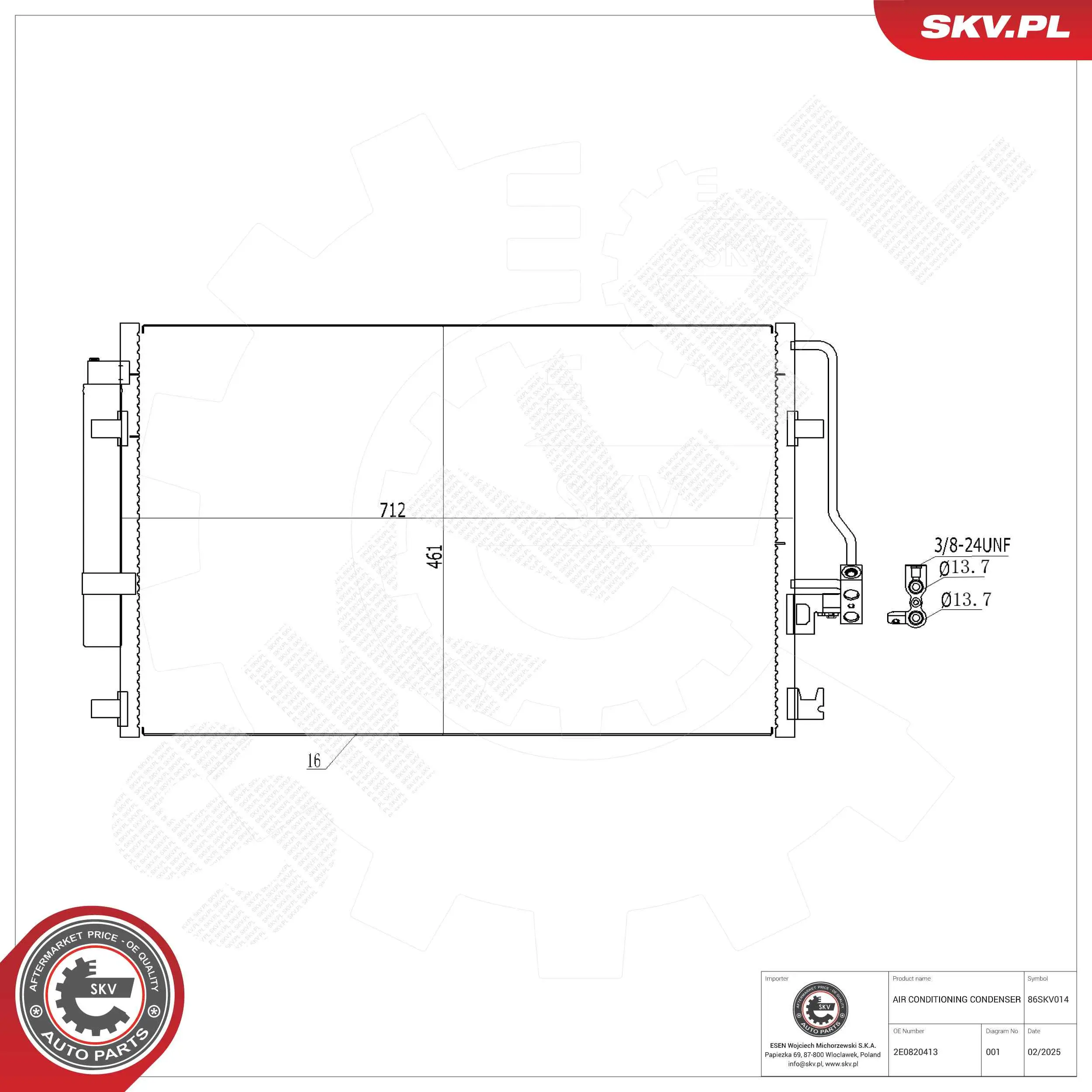 Kondensator, Klimaanlage ESEN SKV 86SKV014