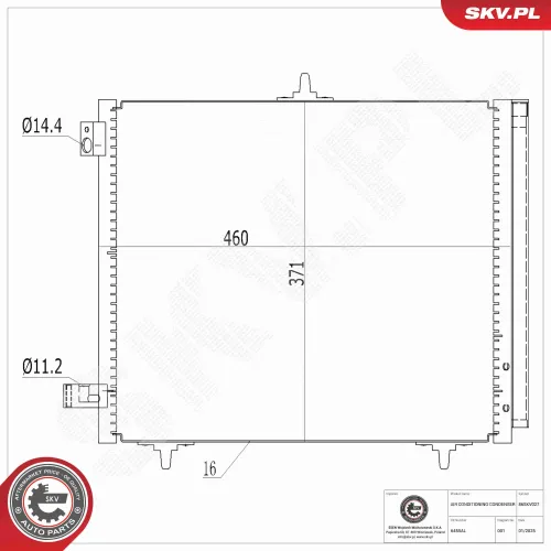 Kondensator, Klimaanlage ESEN SKV 86SKV027 Bild Kondensator, Klimaanlage ESEN SKV 86SKV027