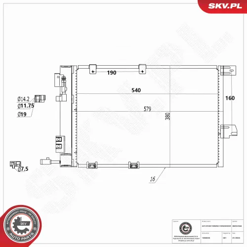 Kondensator, Klimaanlage ESEN SKV 86SKV044 Bild Kondensator, Klimaanlage ESEN SKV 86SKV044