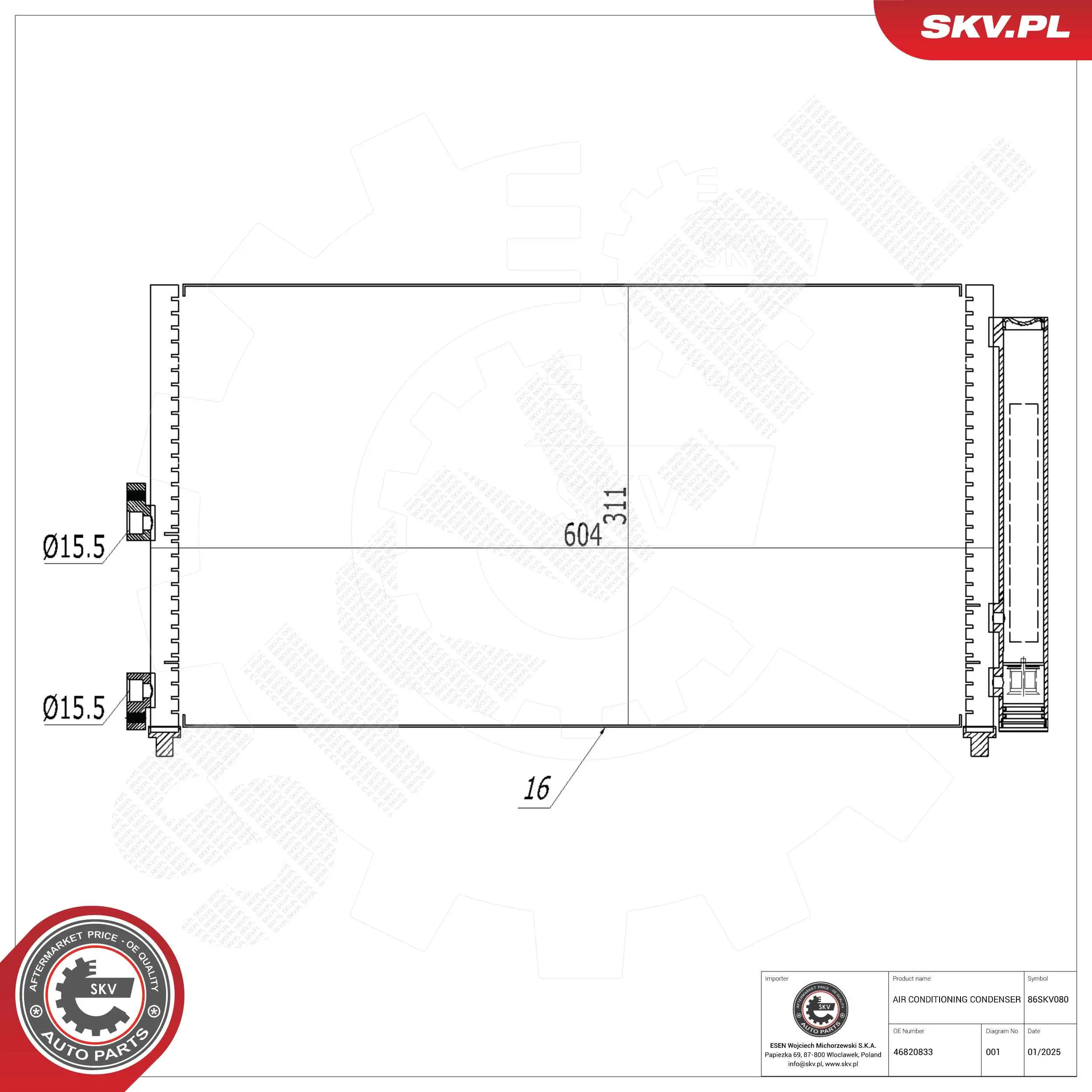 Kondensator, Klimaanlage ESEN SKV 86SKV080