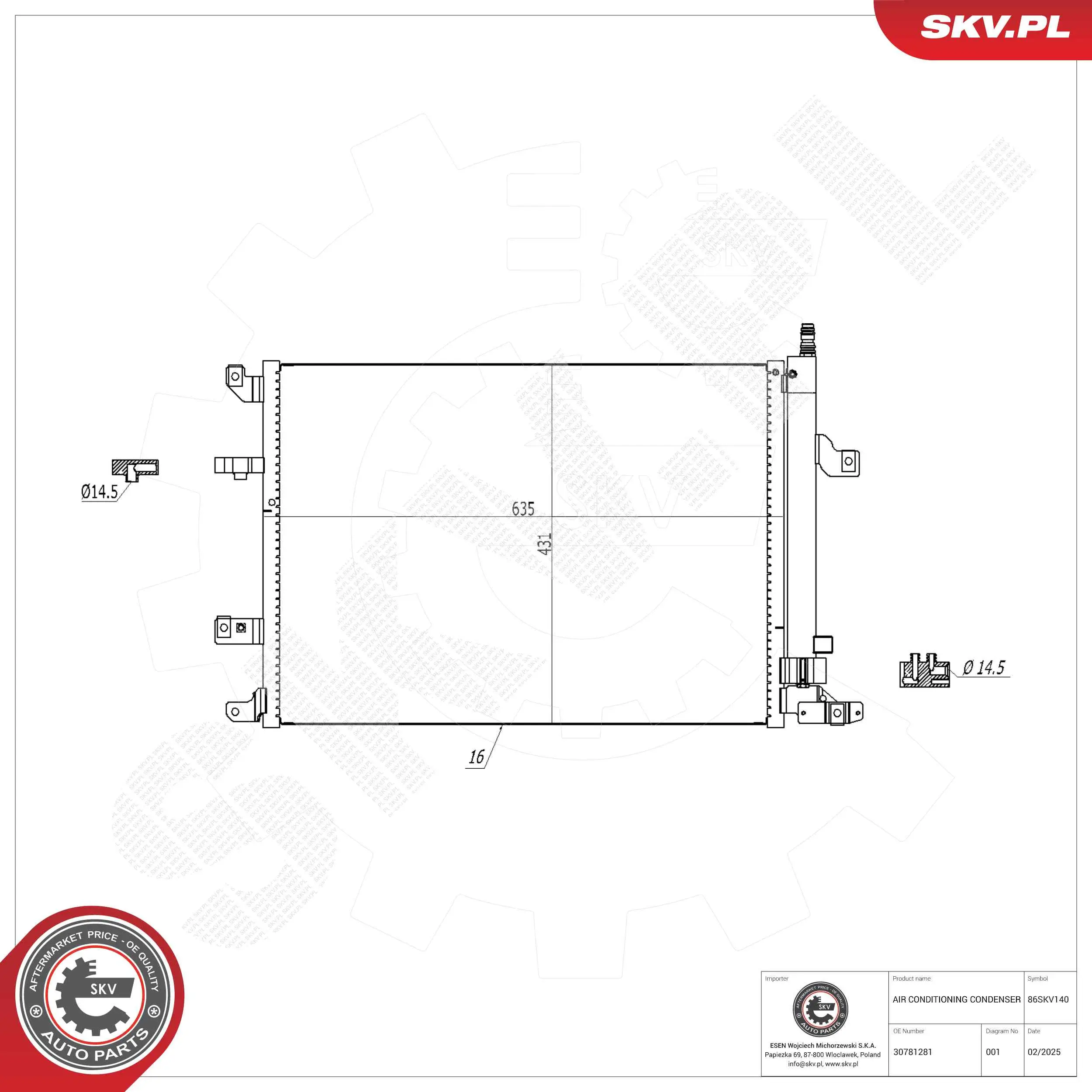 Kondensator, Klimaanlage ESEN SKV 86SKV140