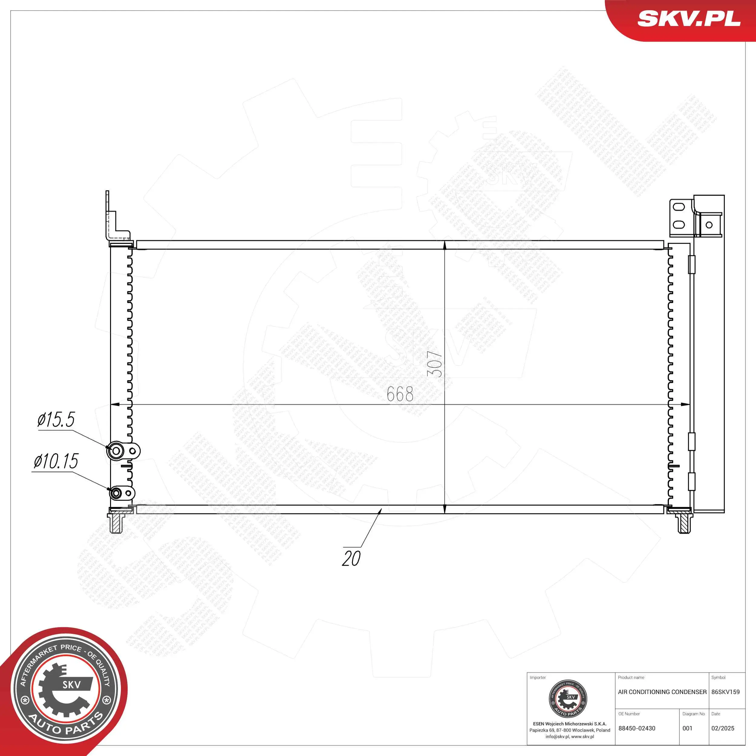Kondensator, Klimaanlage ESEN SKV 86SKV159