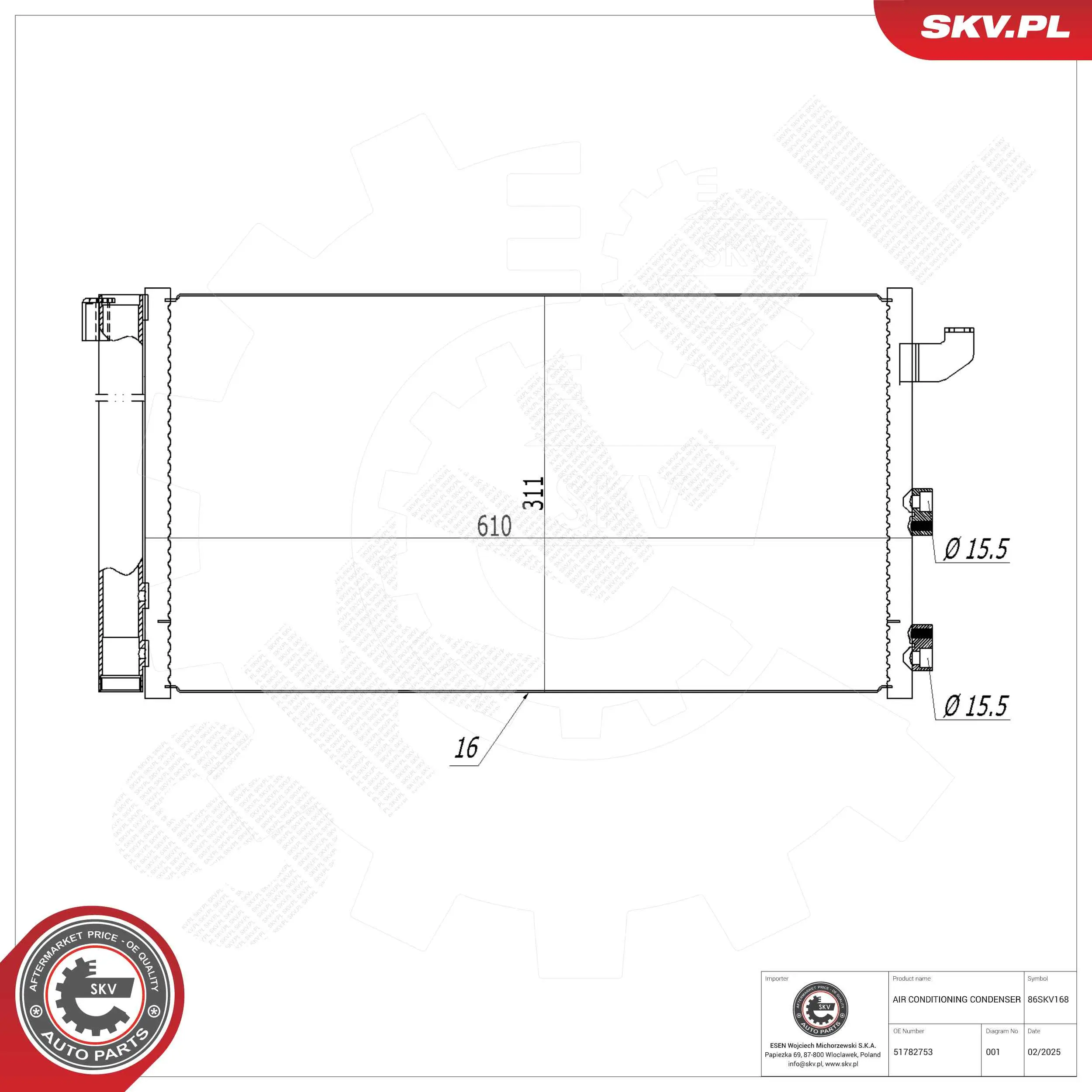 Kondensator, Klimaanlage ESEN SKV 86SKV168