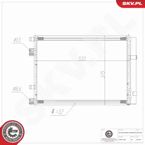 Kondensator, Klimaanlage ESEN SKV 86SKV298 Bild Kondensator, Klimaanlage ESEN SKV 86SKV298