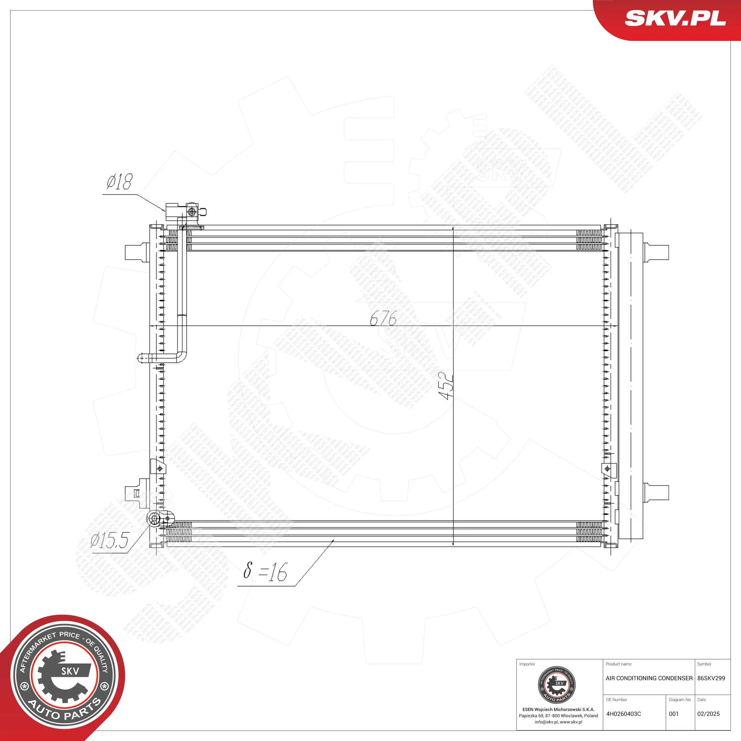 Kondensator, Klimaanlage ESEN SKV 86SKV299