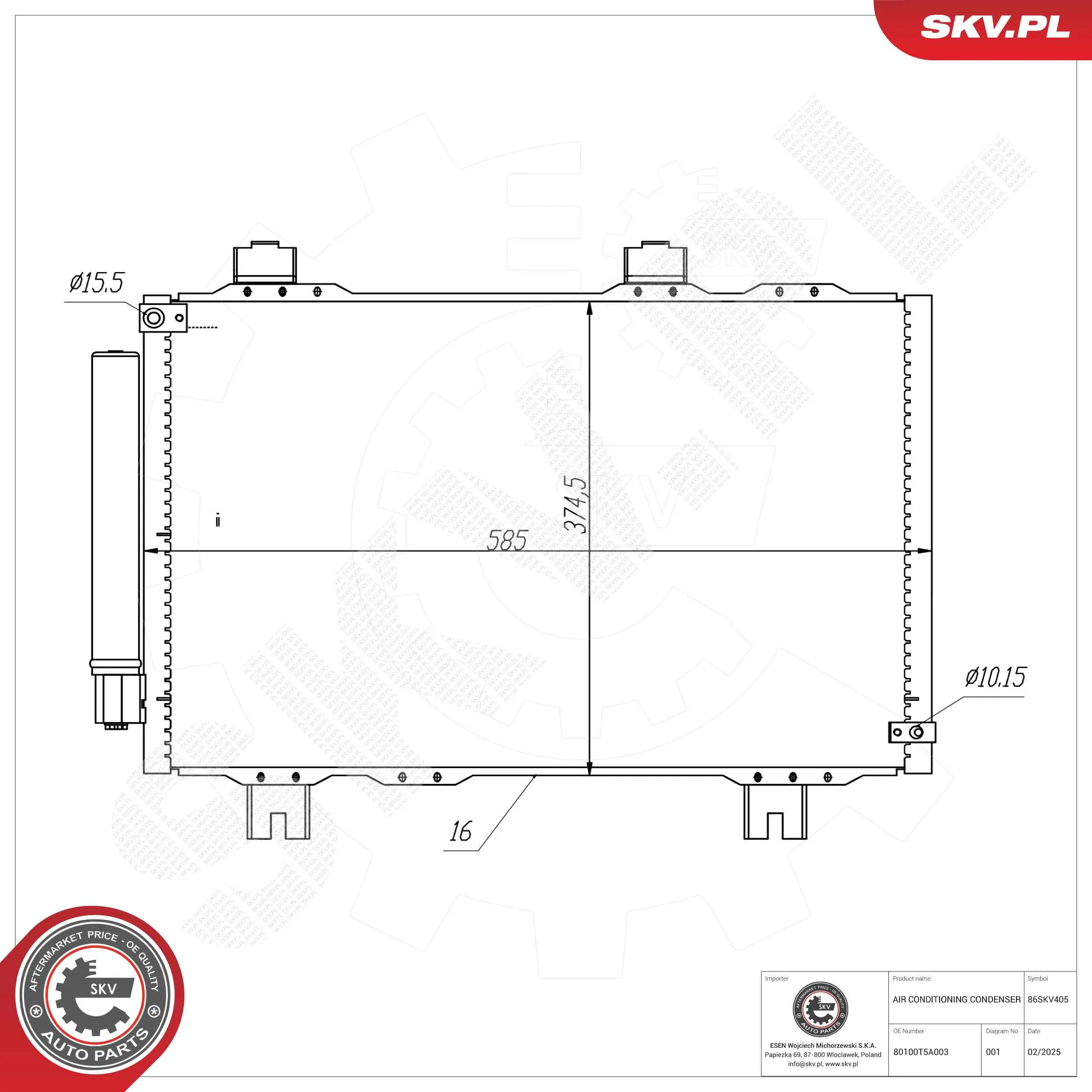 Kondensator, Klimaanlage ESEN SKV 86SKV405
