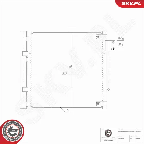 Kondensator, Klimaanlage rechts ESEN SKV 86SKV431 Bild Kondensator, Klimaanlage rechts ESEN SKV 86SKV431